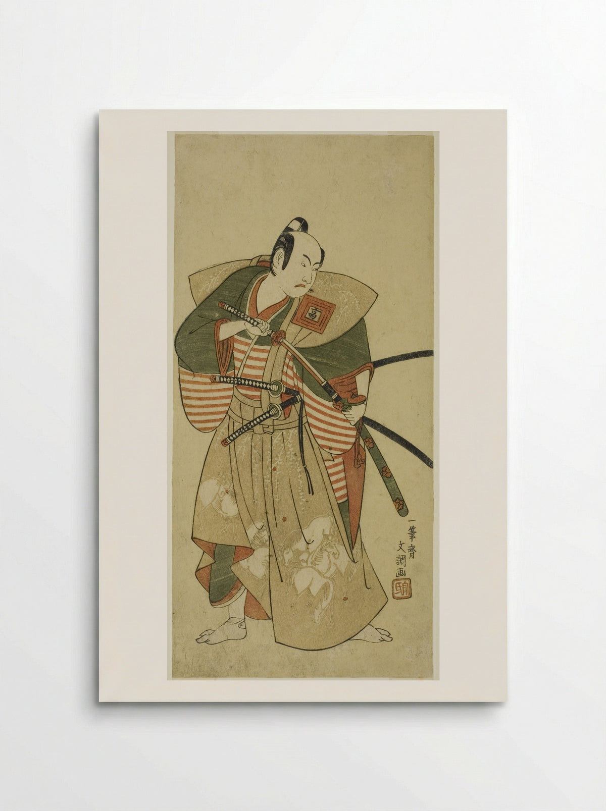The Actor Ichikawa Komazo II as Kudo Saemon Suketsune - Ippitsusai Buncho - Poster