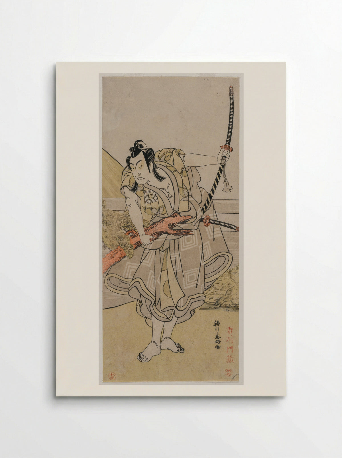 The Actor Ichikawa Omezo I as Koyurugi Motomenosuke - Katsukawa Shunkō - Poster