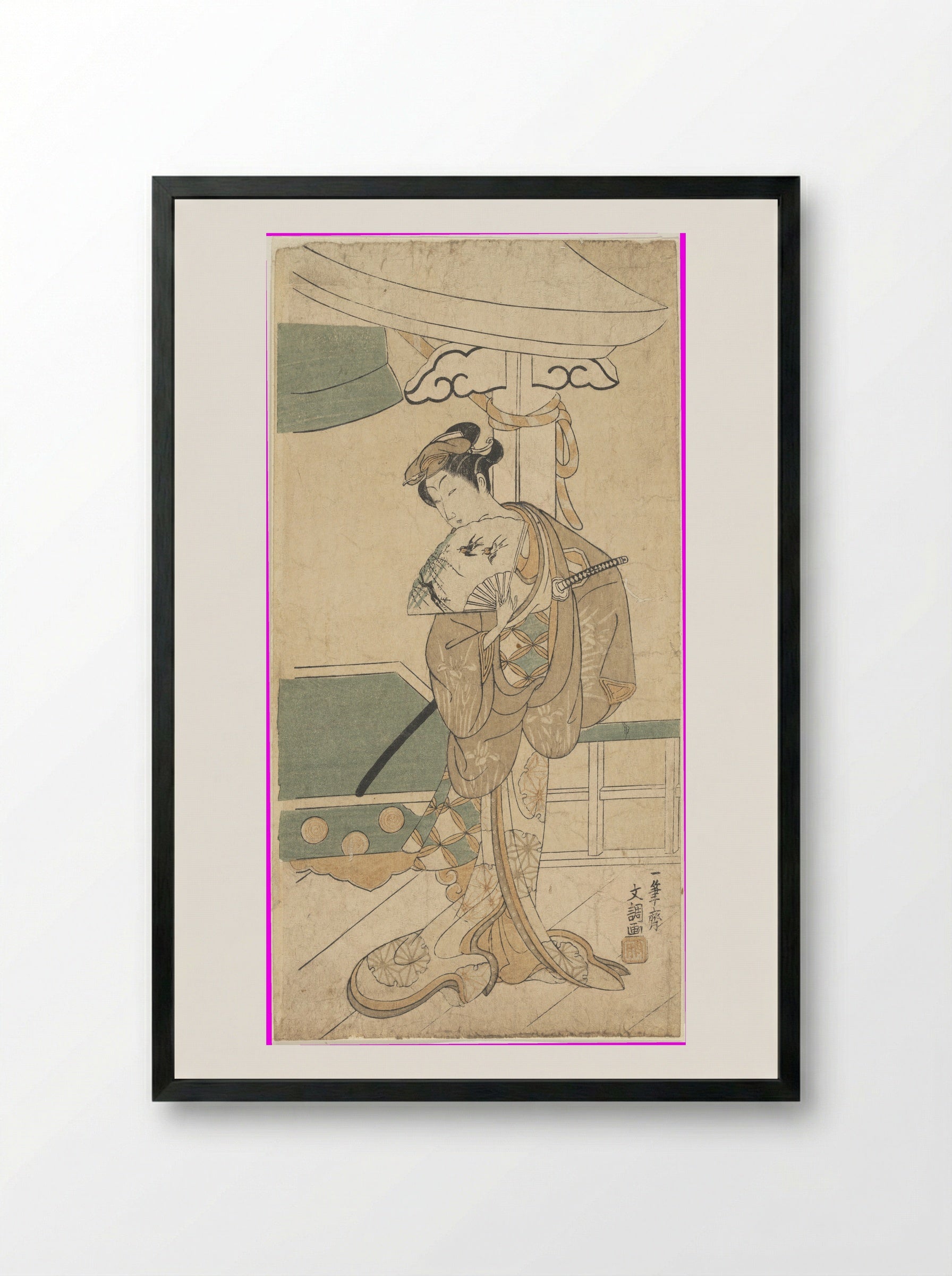 The Actor Ichikawa Uzayemon IX in a Female Role - Ippitsusai Bunchō - Framed Print Black