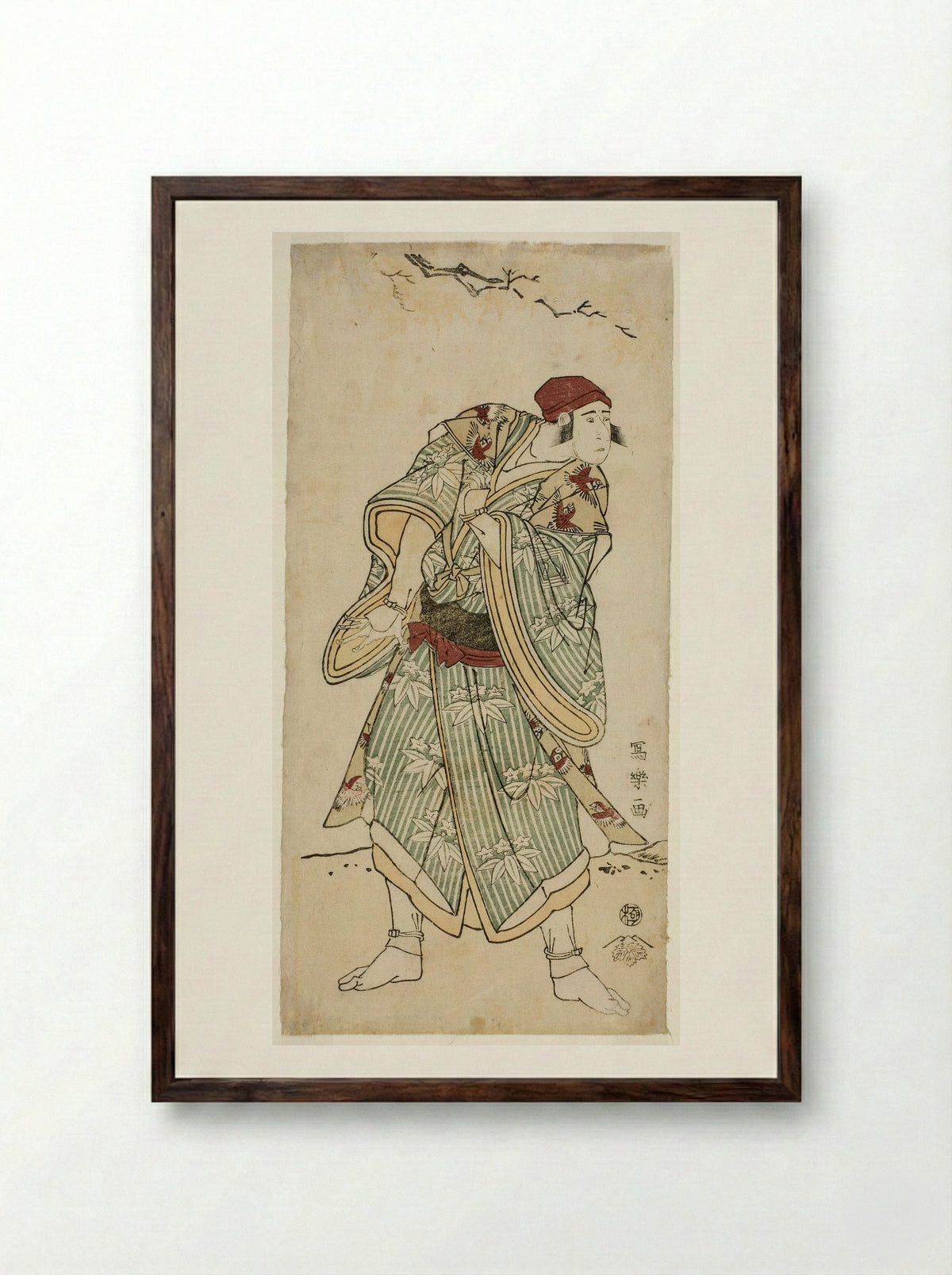 The Actor Ichikawa Yaozo III as the Sparrow Seller Bunji Yasukata - Tōshūsai Sharaku - Framed Print Dark Wood