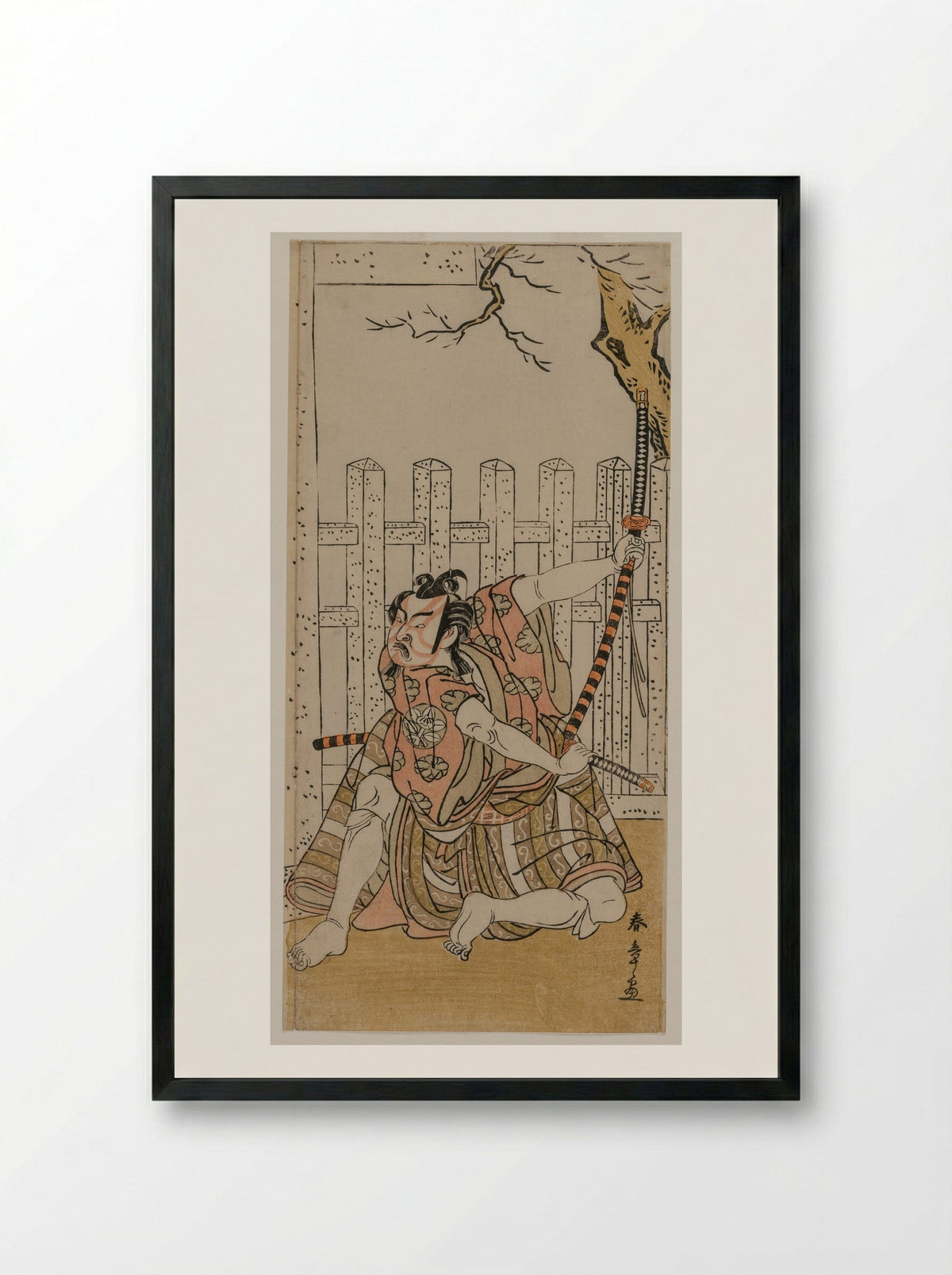 The Actor Ichimura Uzaemon IX as Aza-maru - Katsukawa Shunsho - Framed Print Black
