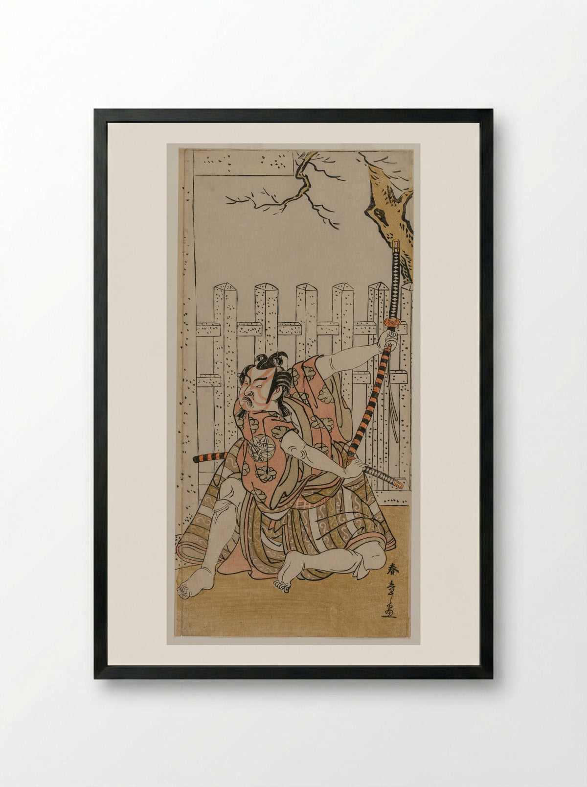 The Actor Ichimura Uzaemon IX as Aza-maru - Katsukawa Shunsho - Framed Print Black