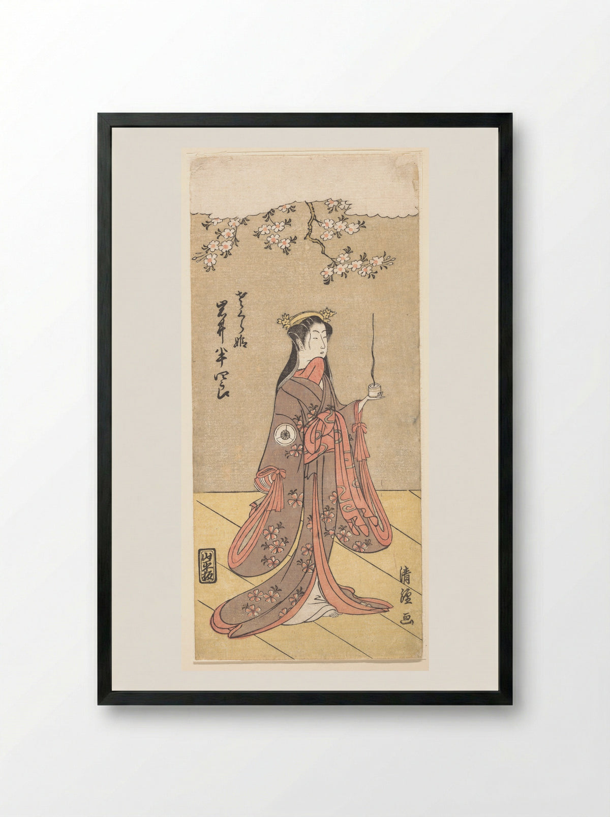The Actor Iwai Hanshirō IV as Sakura Hime, the Cherry Princess - Torii Kiyotsune - Framed Print Black