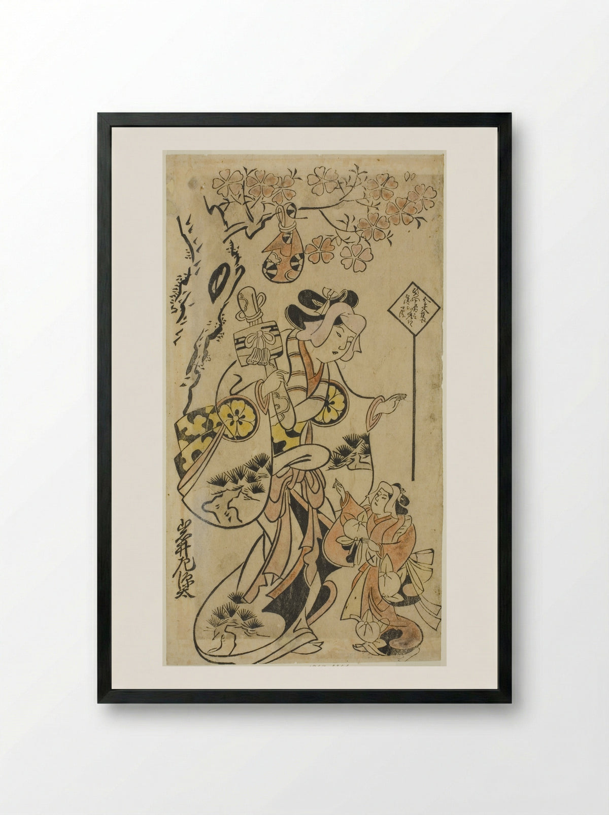 The Actor Iwai Sagenta I - Torii Kiyonobu I - Framed Print Black