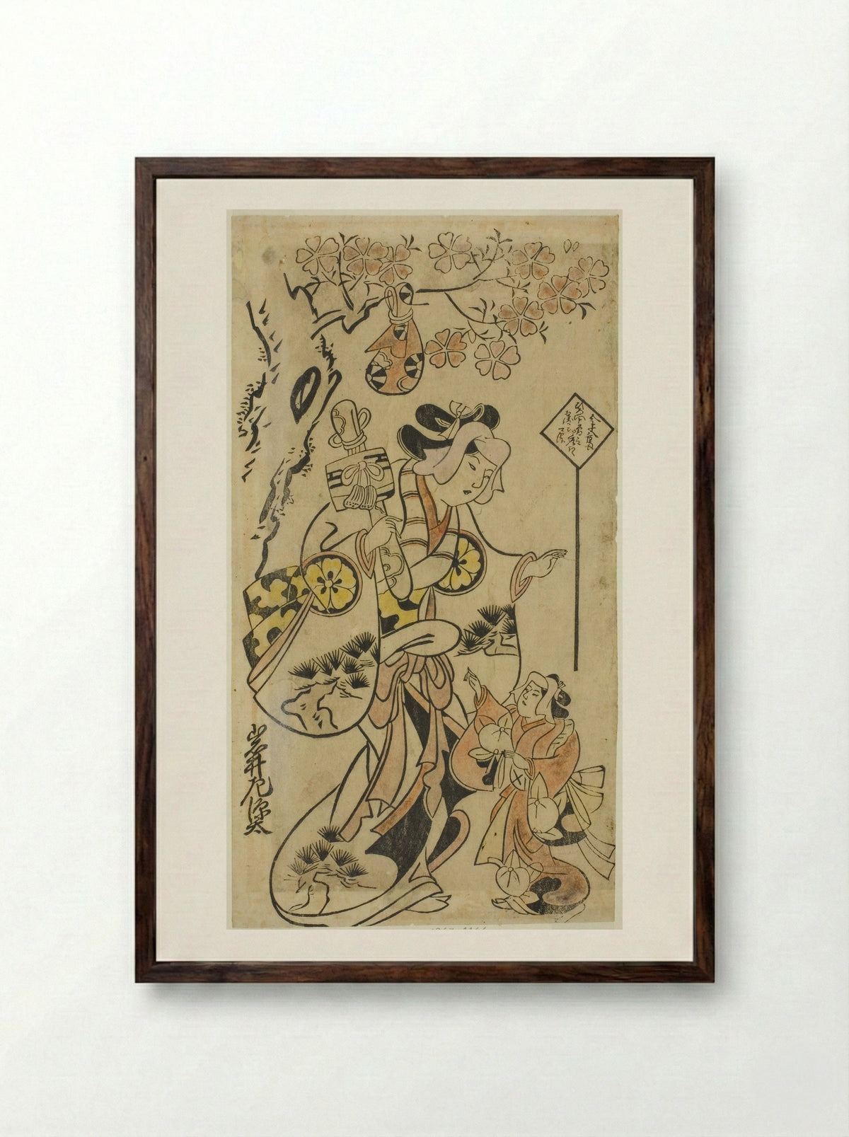 The Actor Iwai Sagenta I - Torii Kiyonobu I - Framed Print Dark Wood