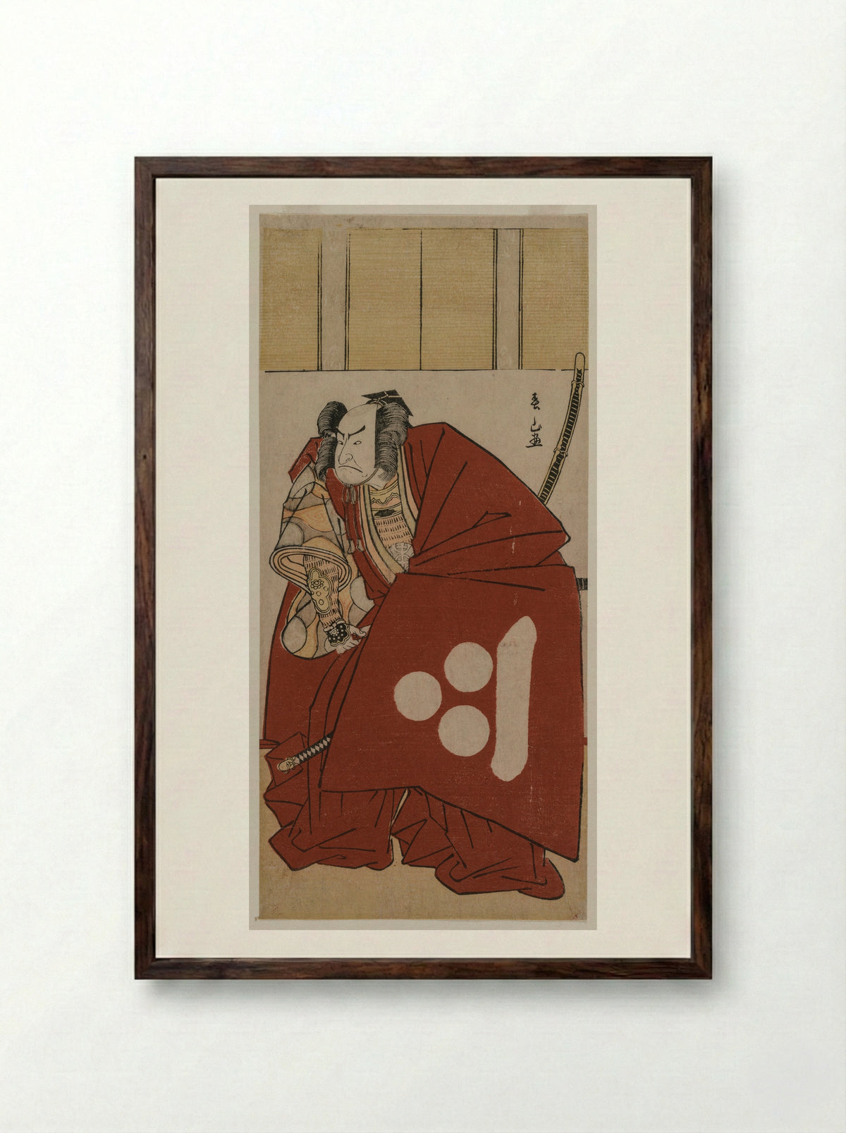 The Actor Nakamura Nakazo I as a peddler of toys - Katsukawa Shunzan - Framed Print Dark Wood