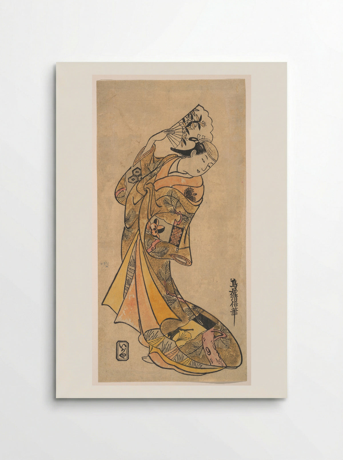 The Actor, Nakamura Shichisaburo II, as a Woman with Fan - Torii Kiyomasu II - Poster