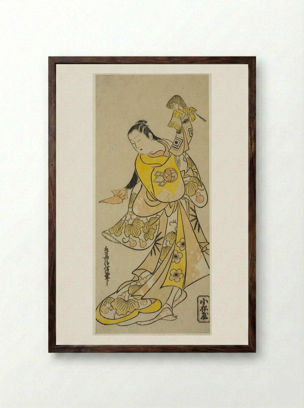 The Actor Nakamura Takesaburo I as Kewaizaka no Shosho - Torii Kiyonobu I - Framed Print Dark Wood