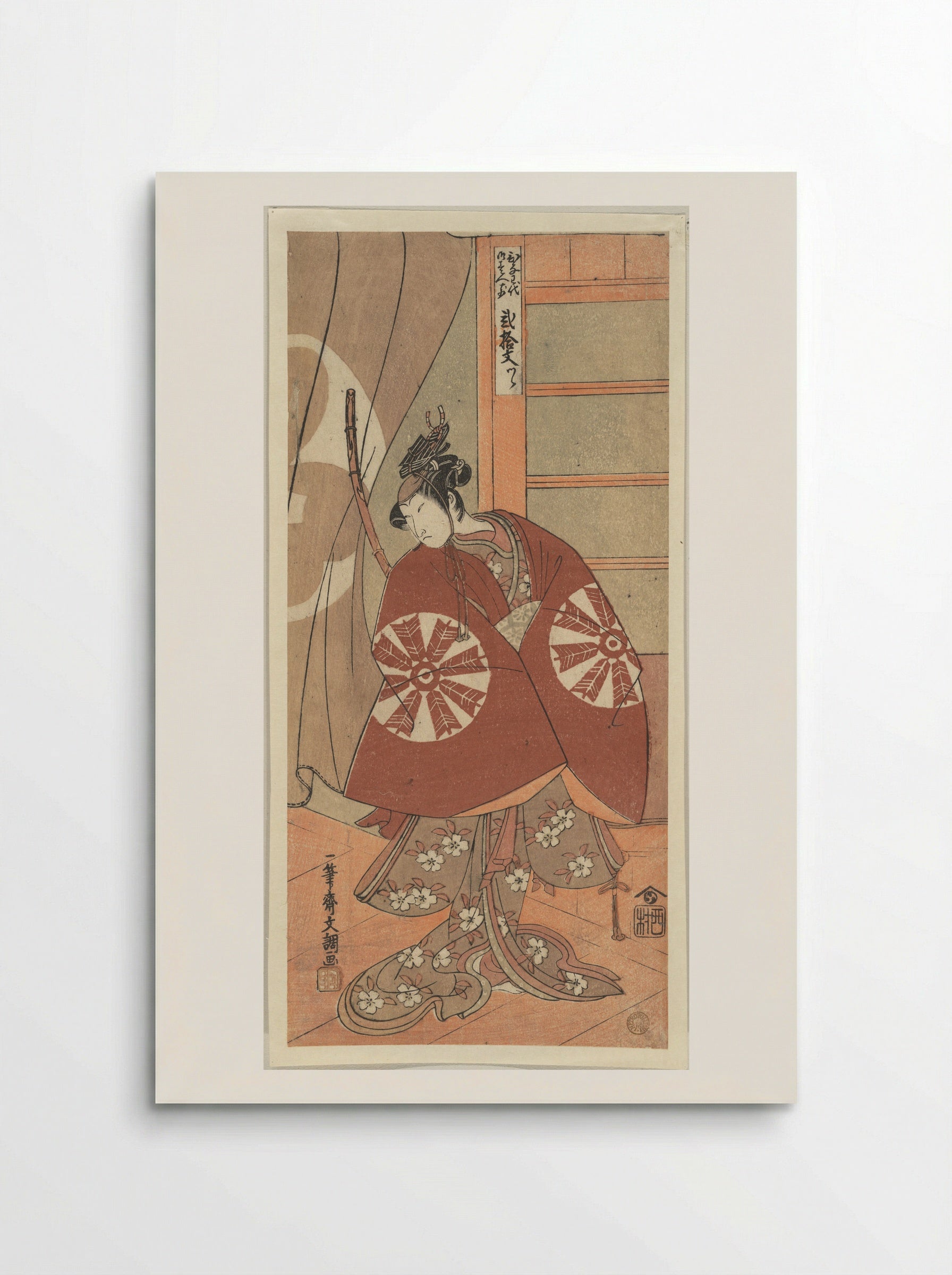 The Actor Nakamura Tomijuro as a Woman Wearing a Red Cape - Ippitsusai Bunchō - Poster