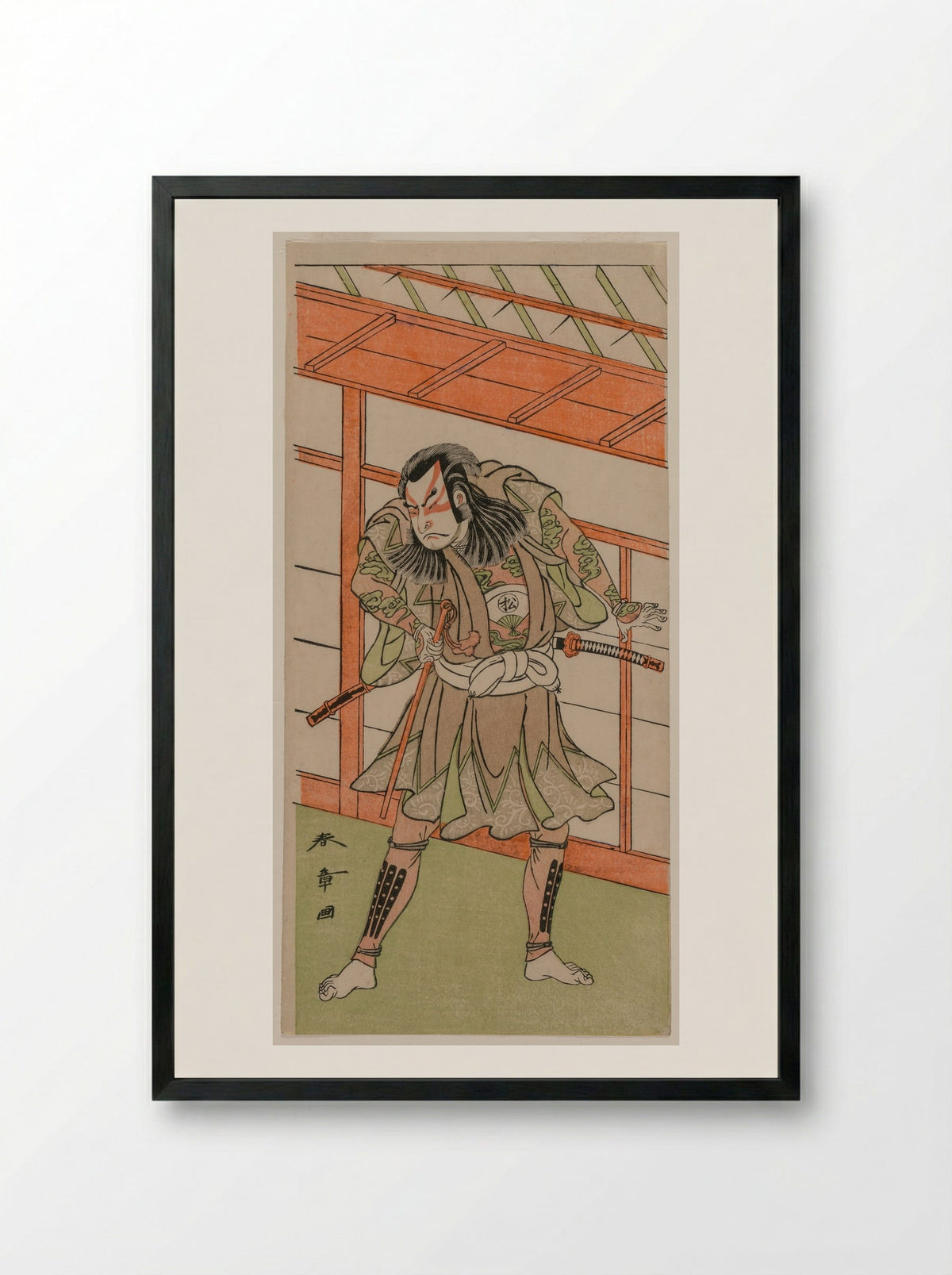 The Actor Onoe Matsusuke I in an Unidentified Role - Katsukawa Shunsho - Framed Print Black