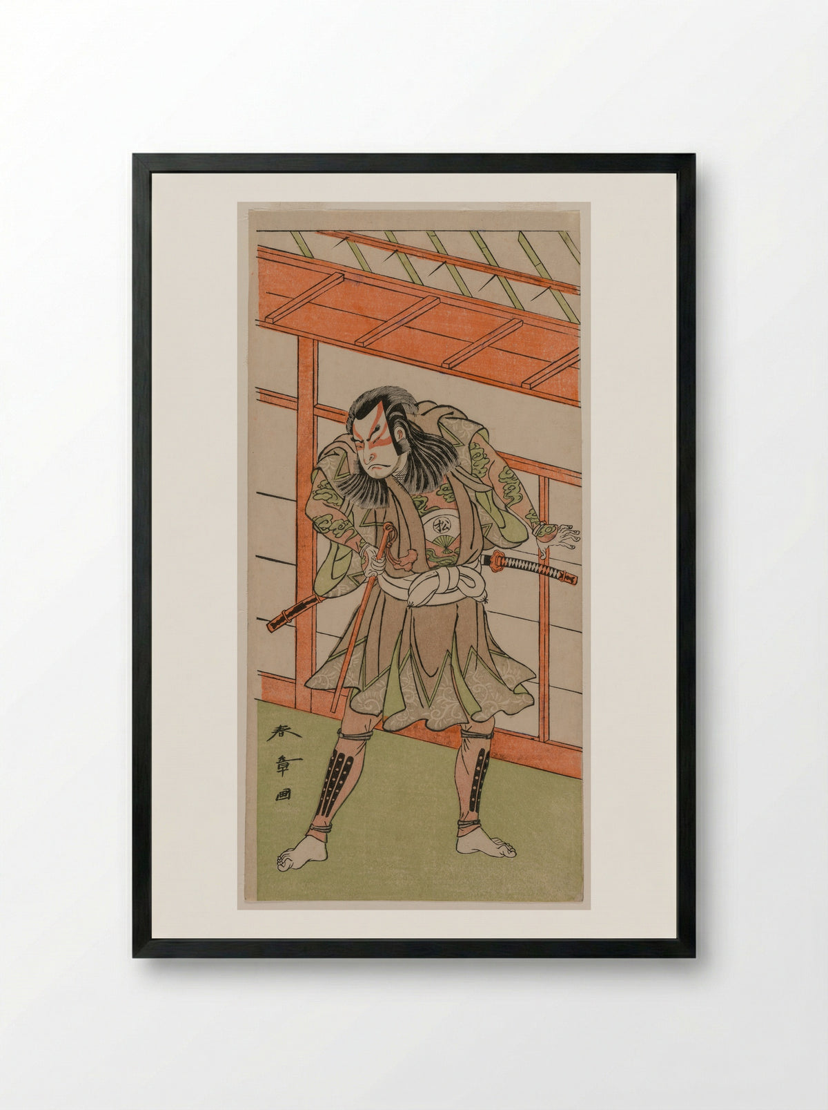 The Actor Onoe Matsusuke I in an Unidentified Role - Katsukawa Shunsho - Framed Print Black