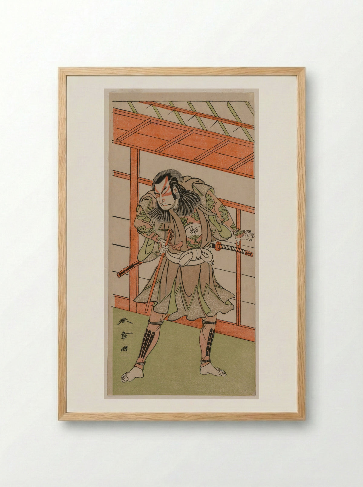 The Actor Onoe Matsusuke I in an Unidentified Role - Katsukawa Shunsho - Framed Print Wood