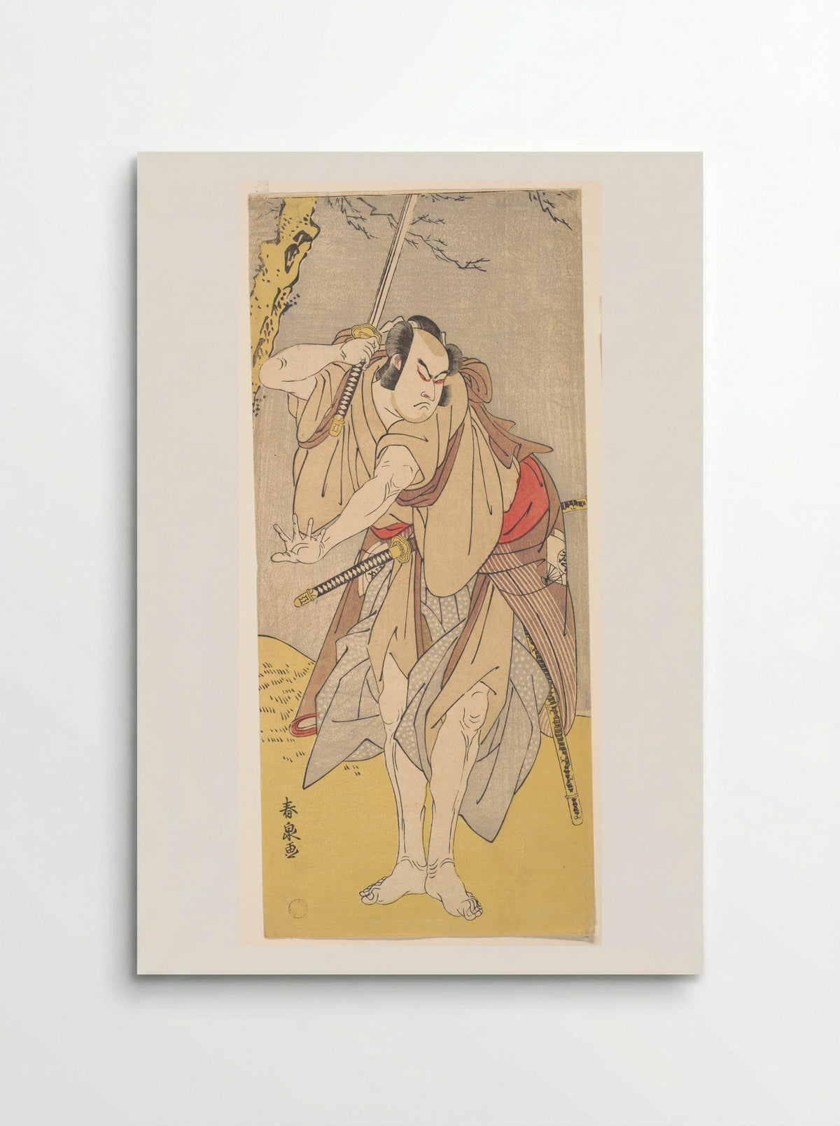The Actor Onoe Matsusuke as a Samurai with a Drawn Sword - Katsukawa Shunsen - Poster