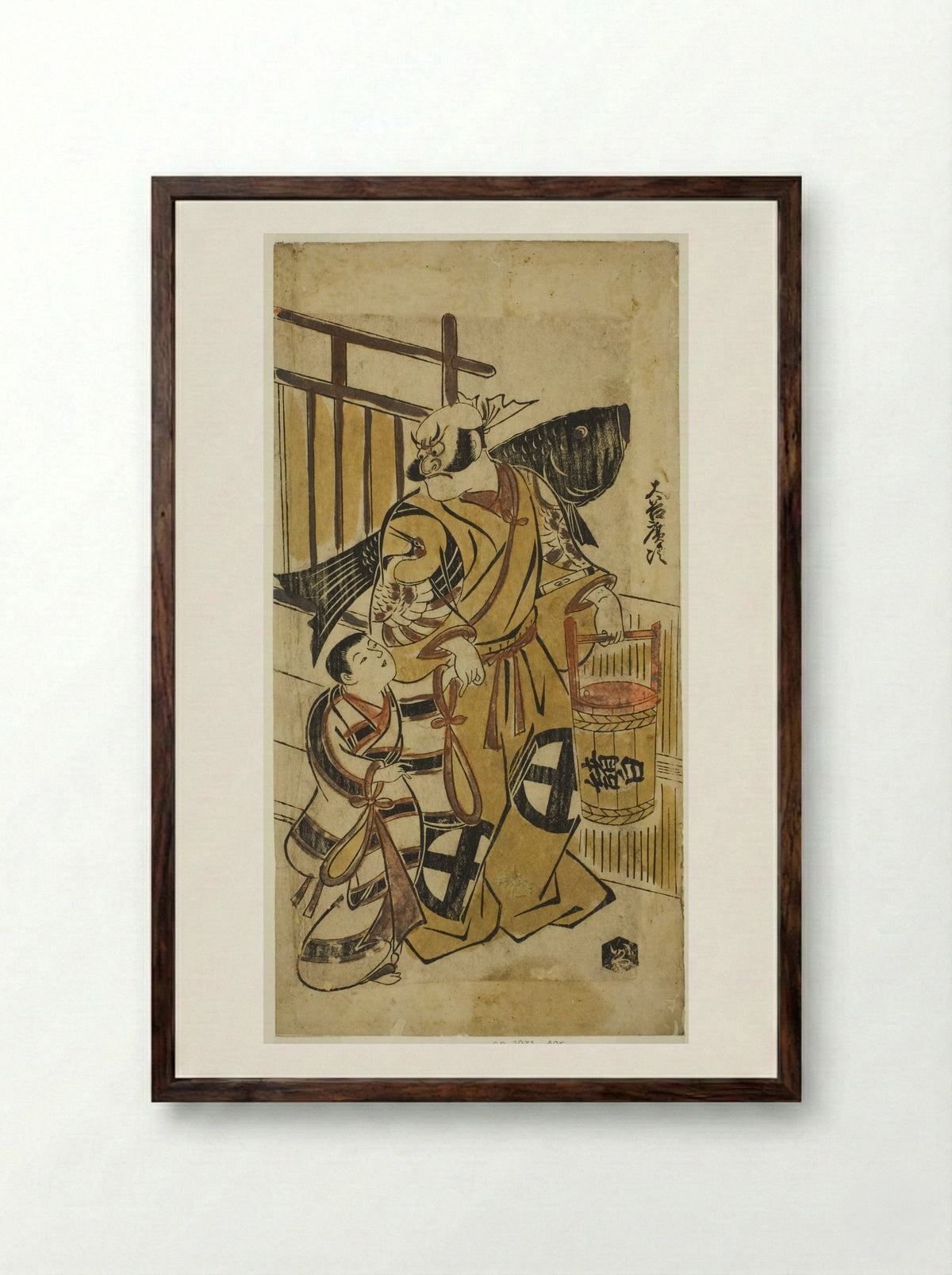 The Actor Otani Hiroji I as Asahina Saburo - Torii Kiyonobu I - Framed Print Dark Wood