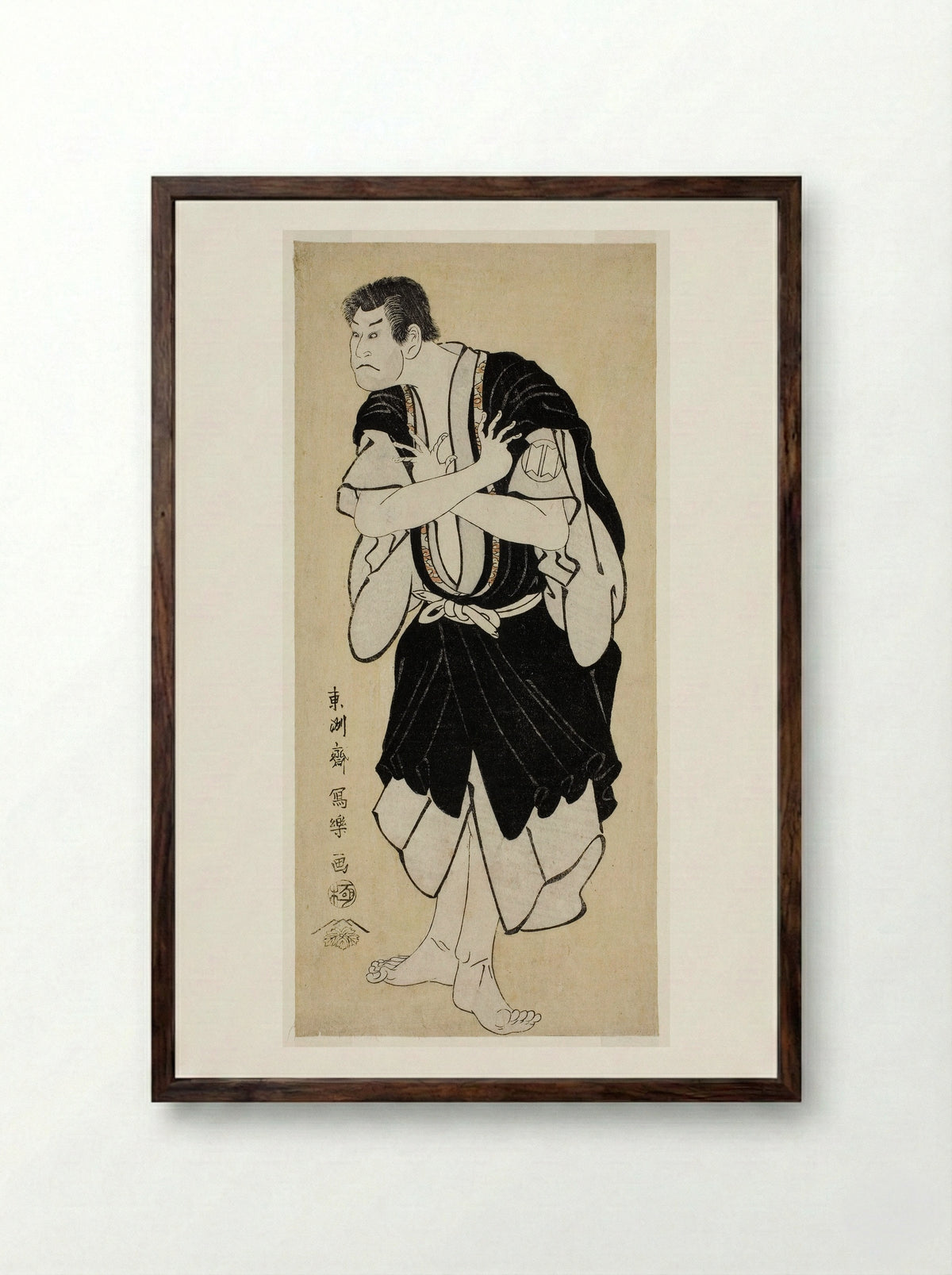 The Actor Sakata Hangoro III as Kosodate Kannonbo - Tōshūsai Sharaku - Framed Print Dark Wood