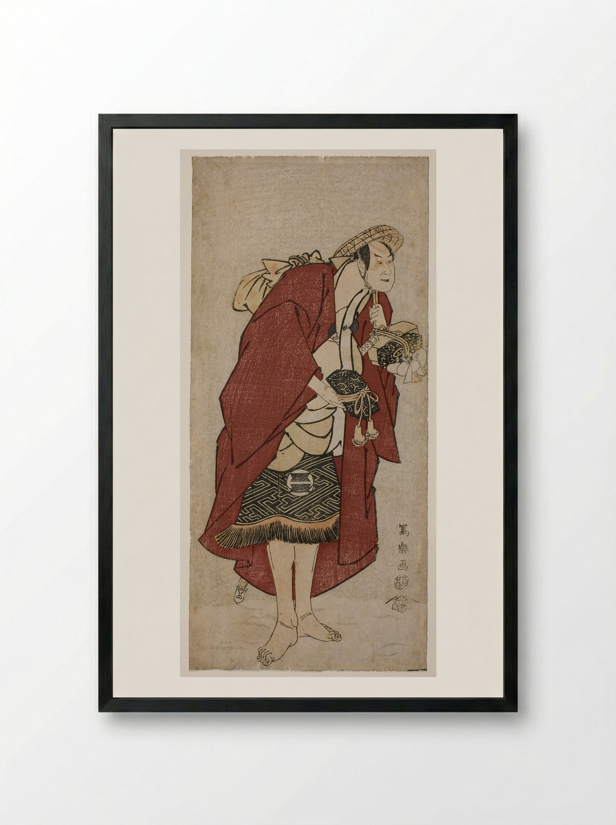 The Actor Sakata Hangoro III as the Groom Abumizuri no Iwazo - Tōshūsai Sharaku - Framed Print Black