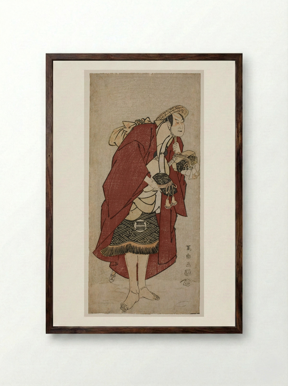 The Actor Sakata Hangoro III as the Groom Abumizuri no Iwazo - Tōshūsai Sharaku - Framed Print Dark Wood