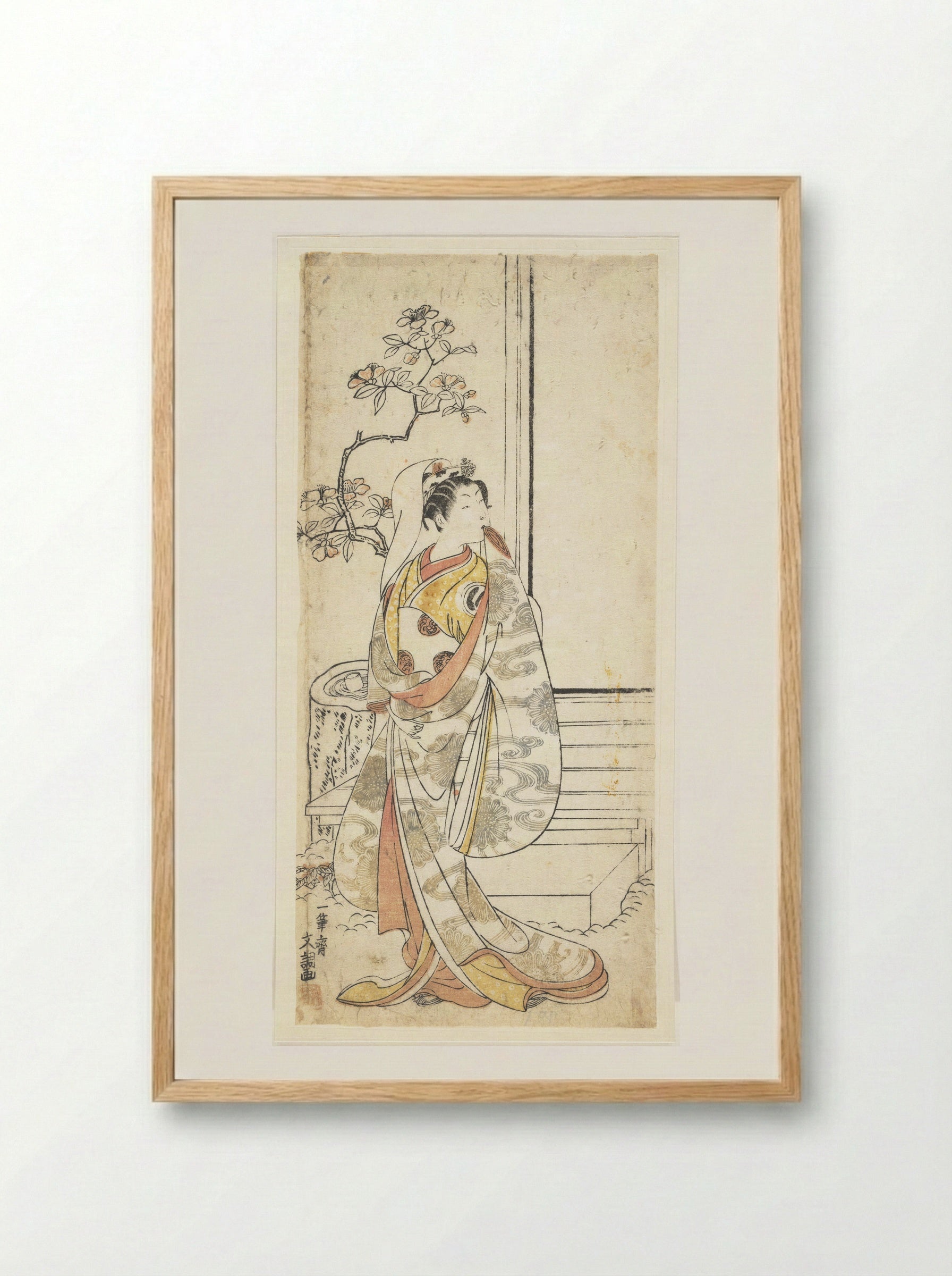 The Actor Sawamura Sojuro I in an Unidentified Female Role - Ippitsusai Bunchō - Framed Print Wood