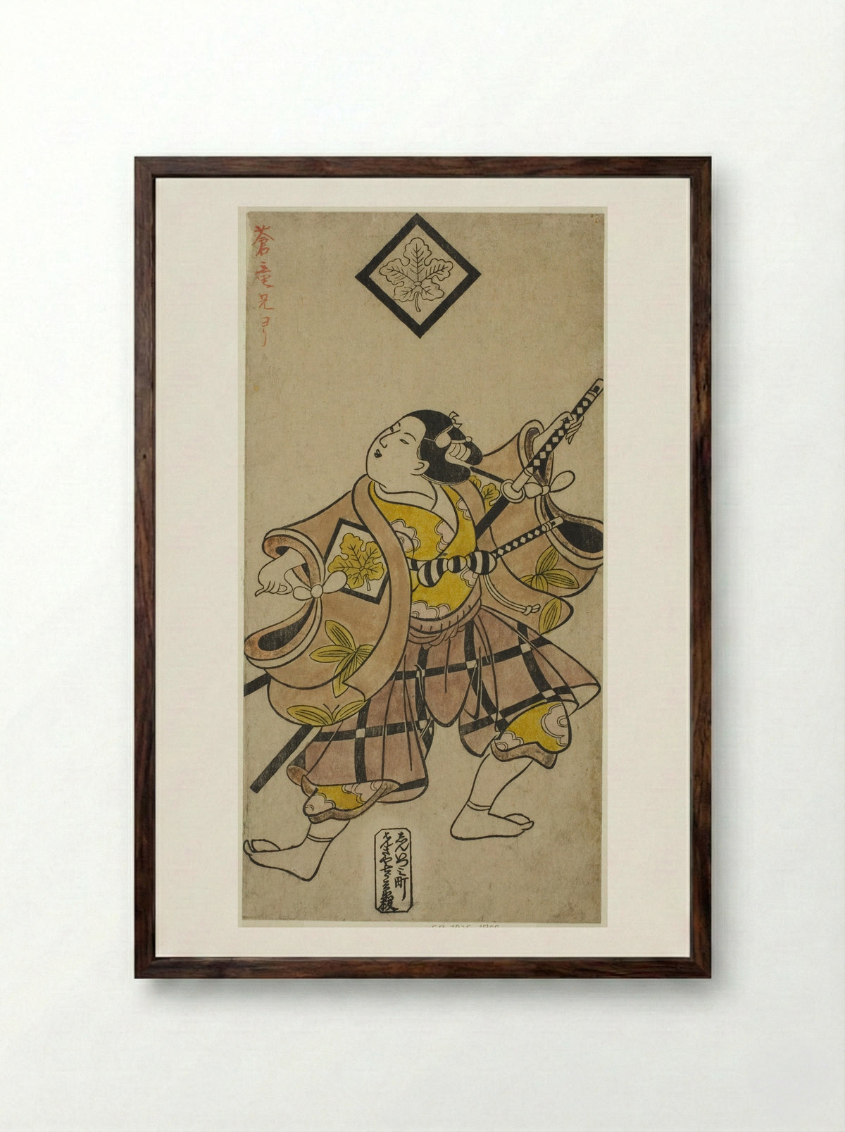 The Actor Shinomiya Heihachi I - Torii Kiyonobu I - Framed Print Dark Wood