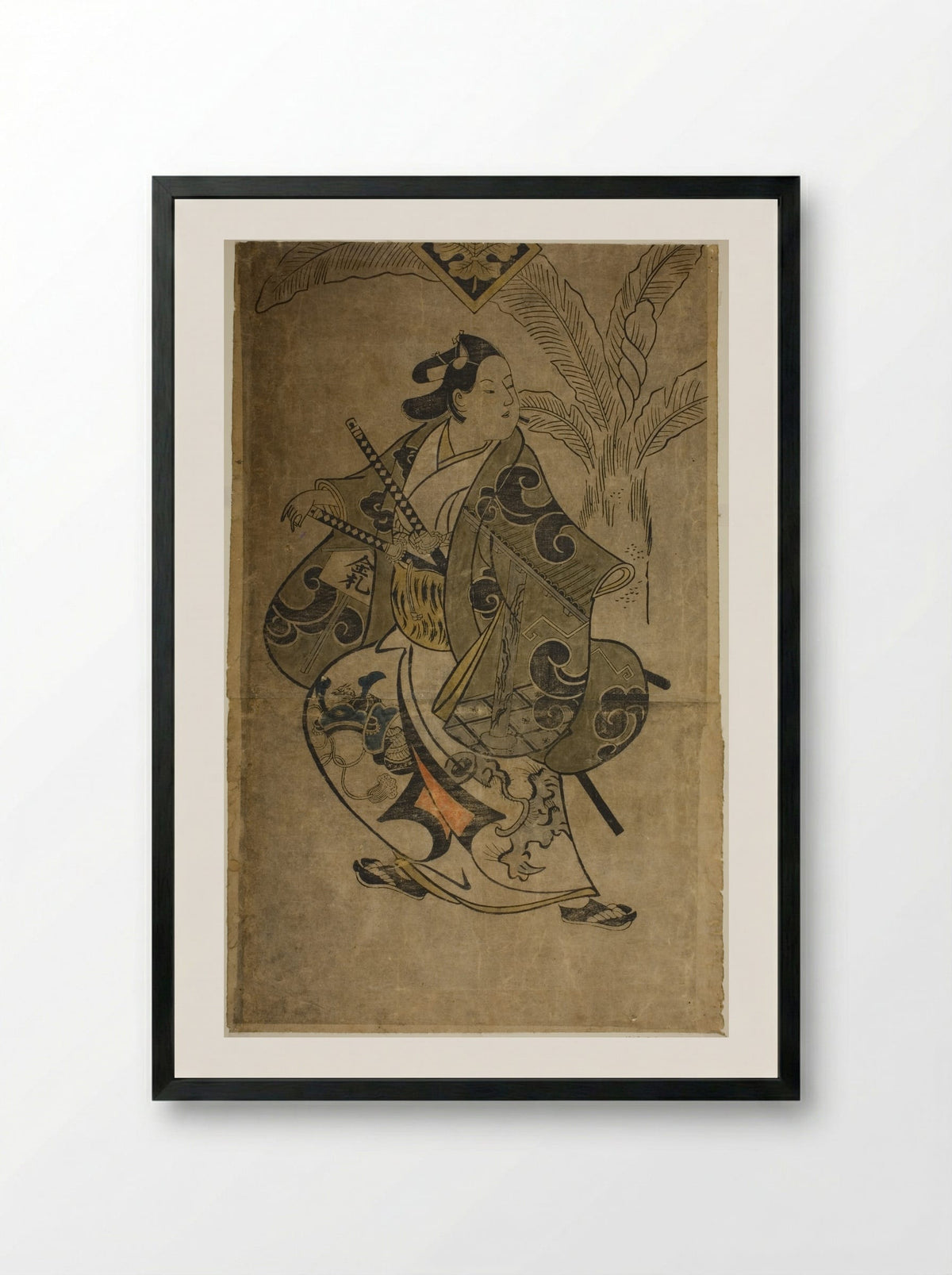 The Actor Shinomiya Heihachi - Torii Kiyonobu I - Framed Print Black