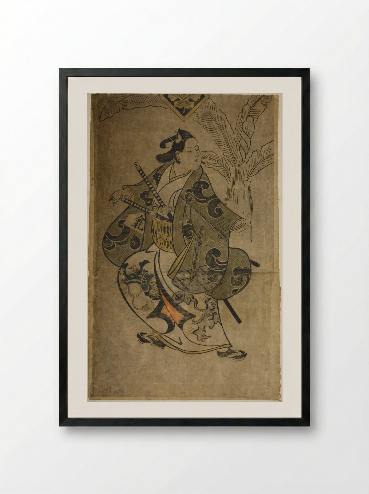 The Actor Shinomiya Heihachi - Torii Kiyonobu I - Framed Print Black