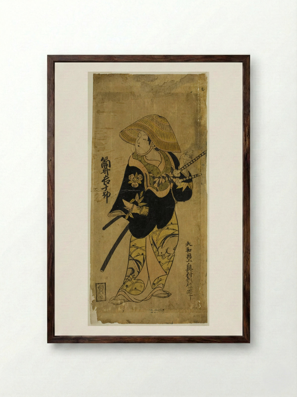 The Actor Tsutsui Kichijuro - Okumura Toshinobu - Framed Print Dark Wood
