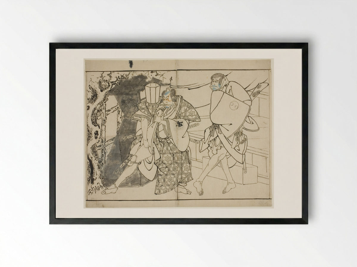 The Actors Arashi Ryuzo and Morita Kanya VIII - Tōshūsai Sharaku - Framed Print Black