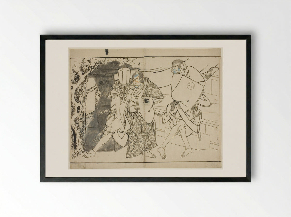 The Actors Arashi Ryuzo and Morita Kanya VIII - Tōshūsai Sharaku - Framed Print Black