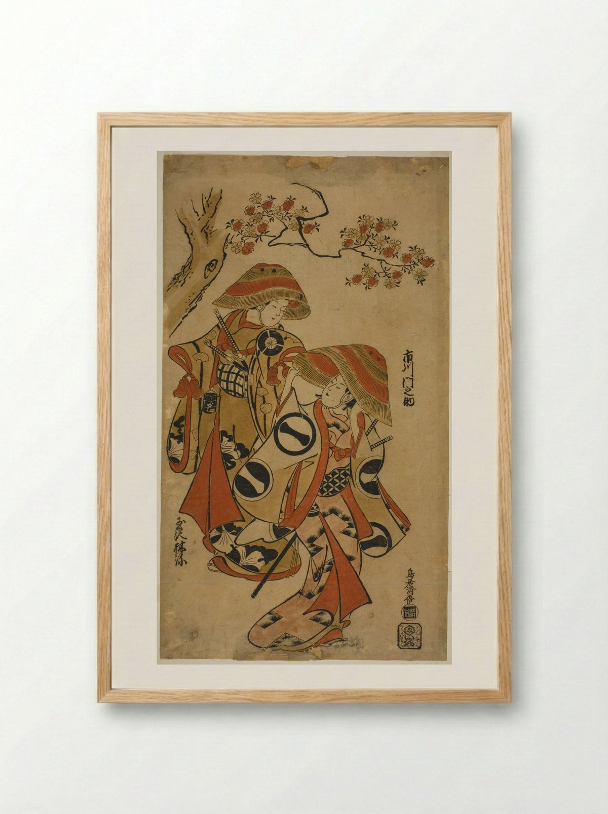 The Actors Ichikawa Monnosuke I and Tamazawa Rinya - Torii Kiyomasu I - Framed Print Wood