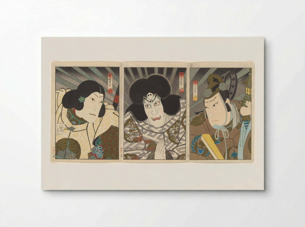 The Actors Mimasu Daigorō IV, Ichikawa Ebizō V, and Jitsukawa Ensaburō - Gosōtei Hirosada - Poster