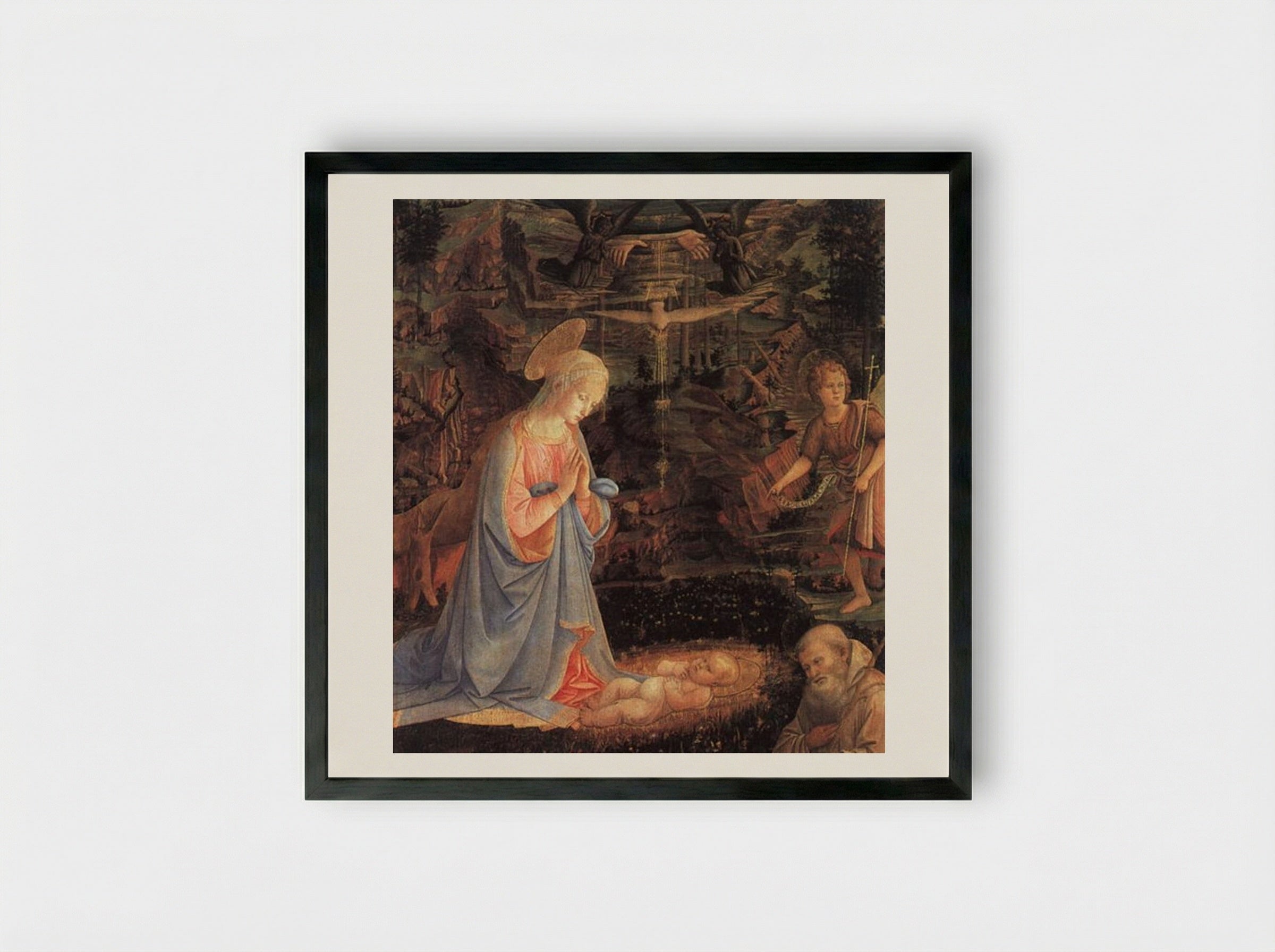The Adoration of the Child - Paolo Uccello - Framed Print Black