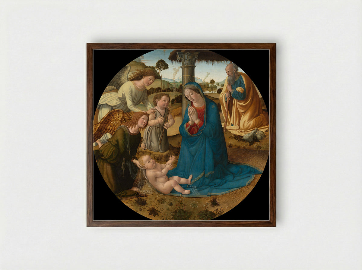 The Adoration of the Christ Child - Cosimo Rosselli - Framed Print Dark Wood