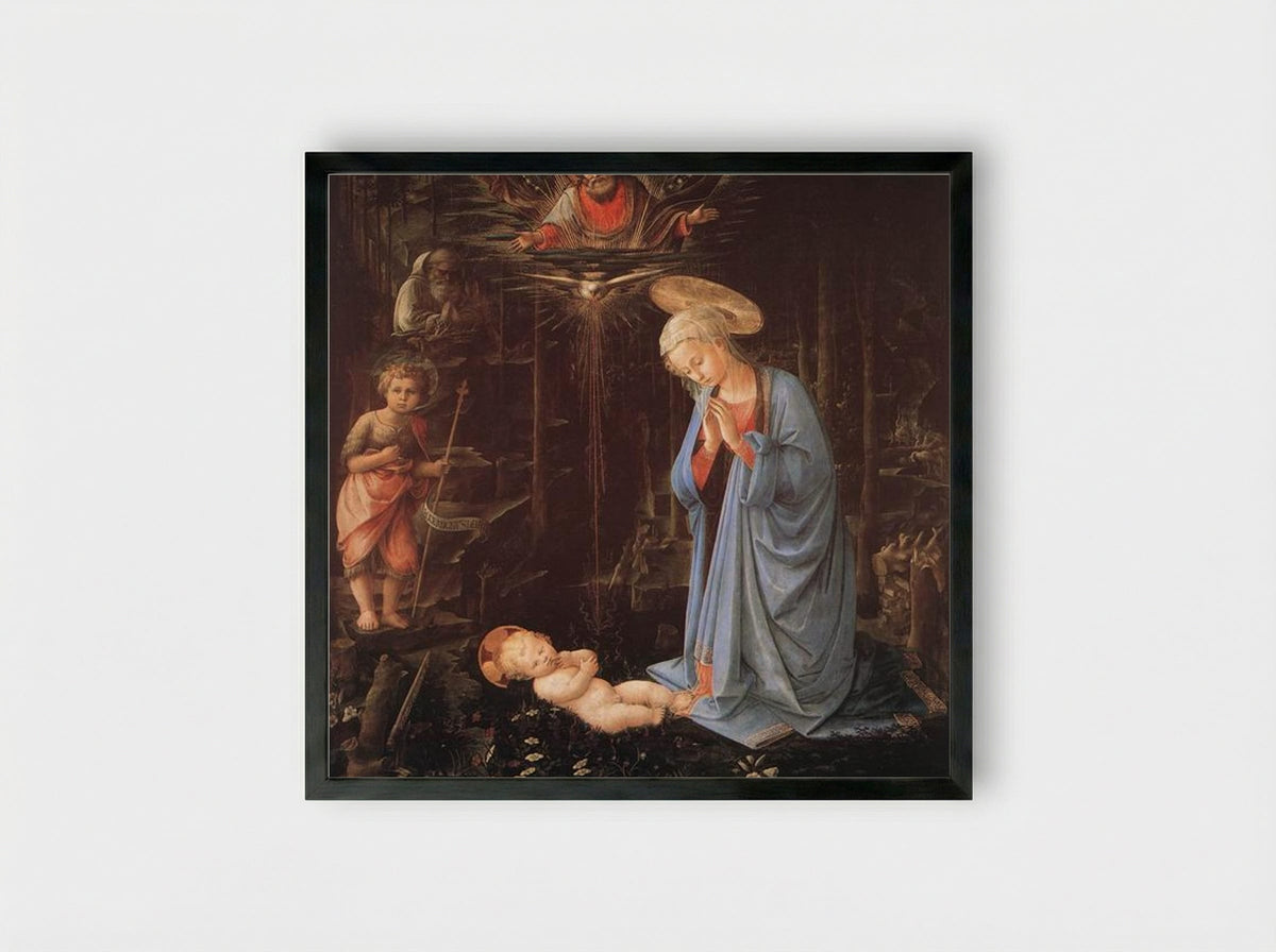 The Adoration of the Infant Jesus - Filippo Lippi - Framed Print Black