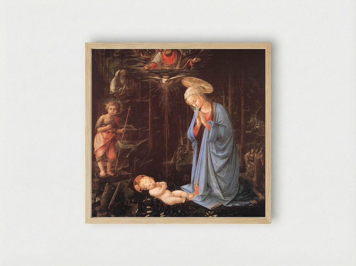 The Adoration of the Infant Jesus - Filippo Lippi - Framed Print Wood