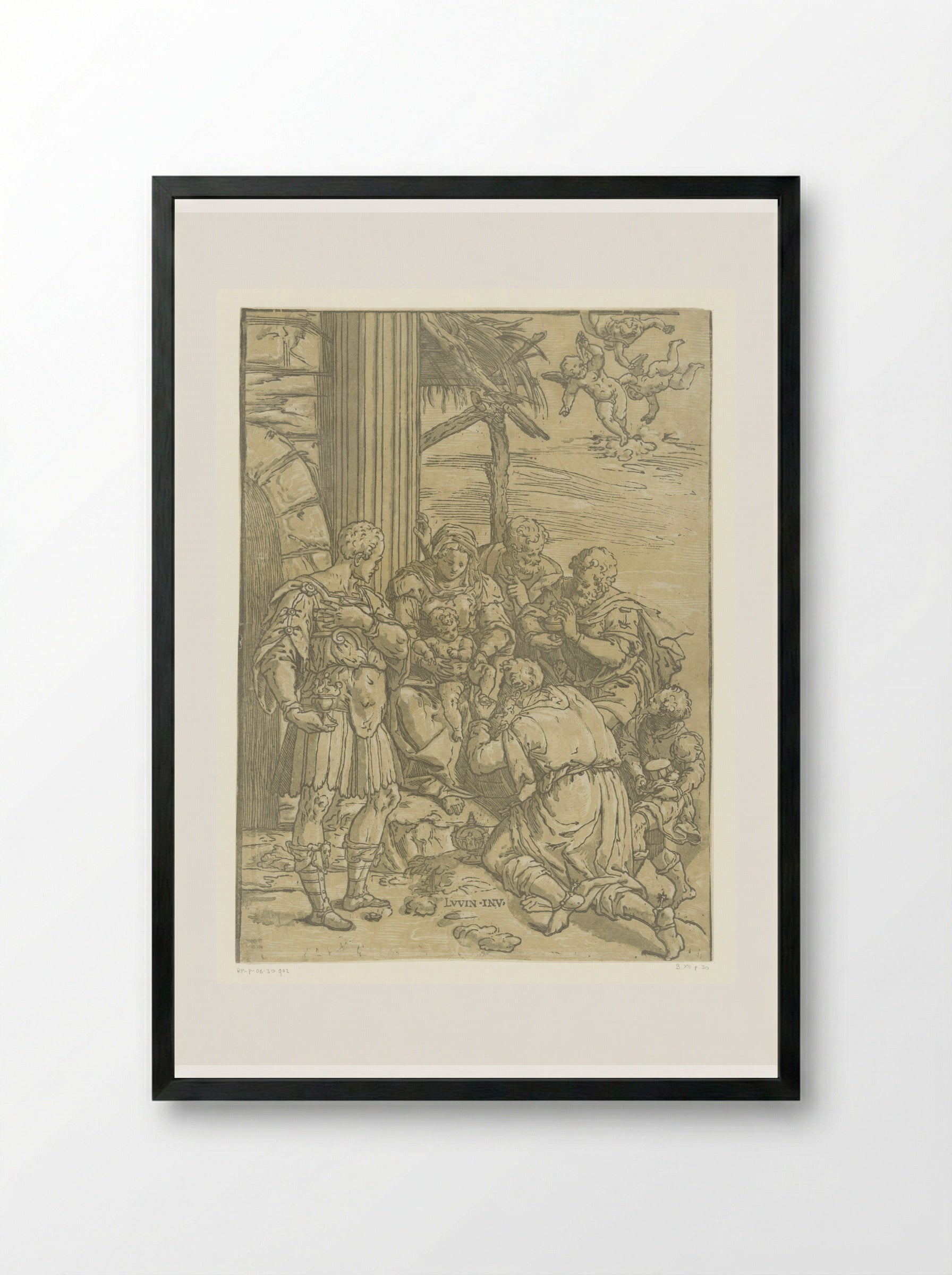 The Adoration of the Magi - Andrea Andreani - Framed Print Black