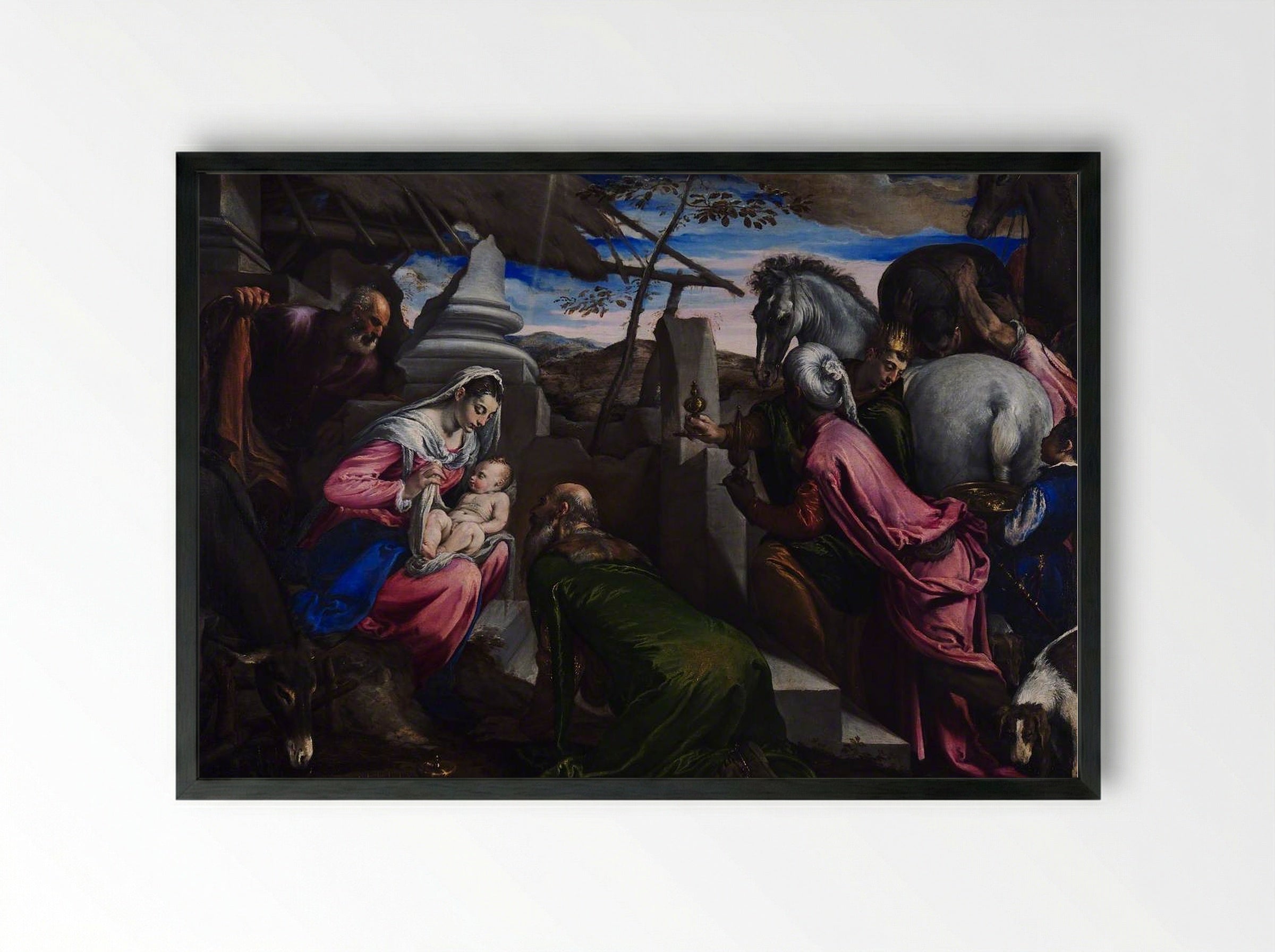 The Adoration of the Magi - Jacopo Bassano - Framed Print Black