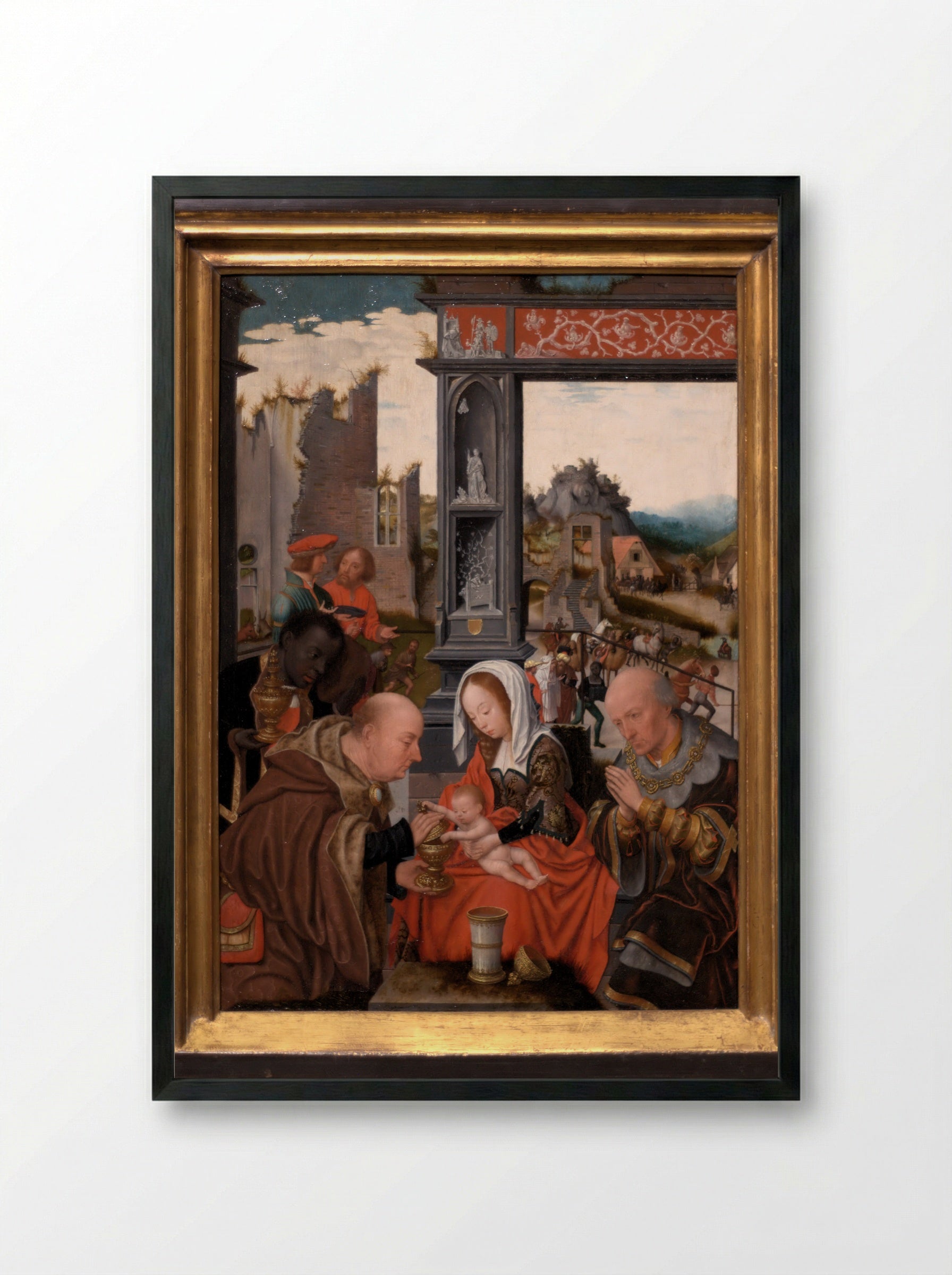 The Adoration of the Magi - Jan Jansz Mostaert - Framed Print Black