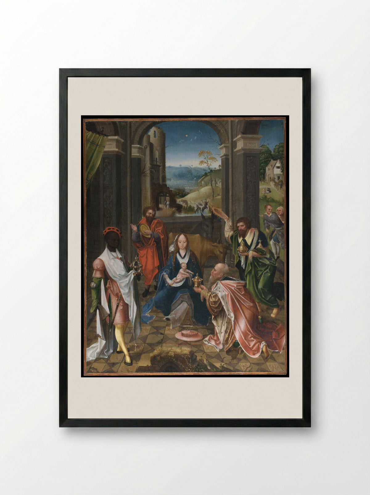 The Adoration of the Magi - Netherlandish (Antwerp Mannerist) Painter - Framed Print Black