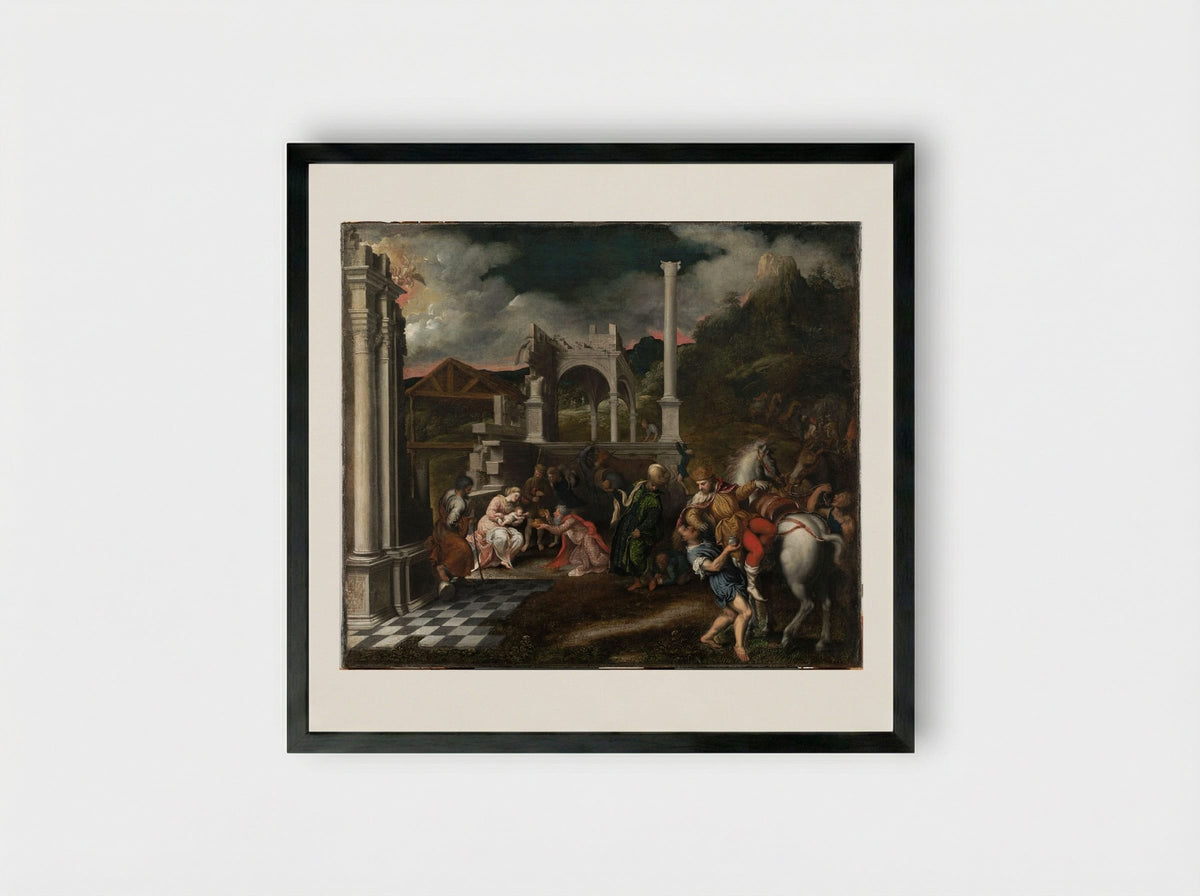 The Adoration of the Magi - Paris Bordone - Framed Print Black