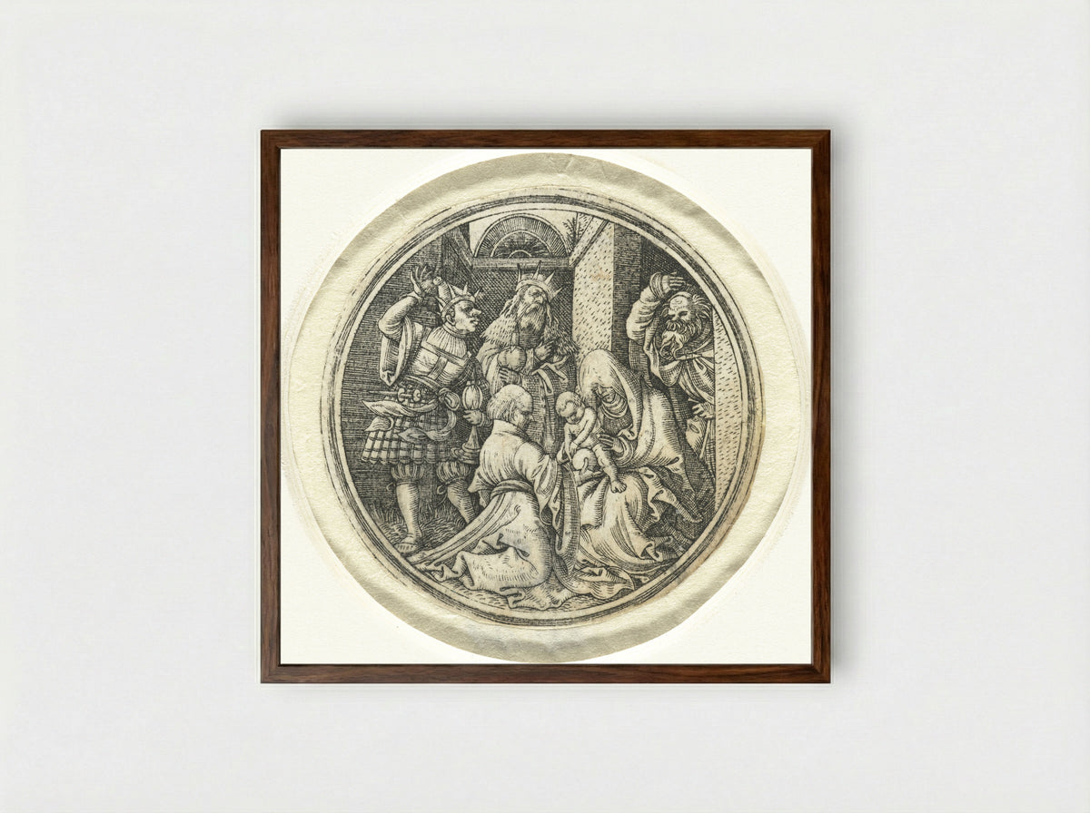 The Adoration of the Magi - Monogrammist HL - Framed Print Dark Wood