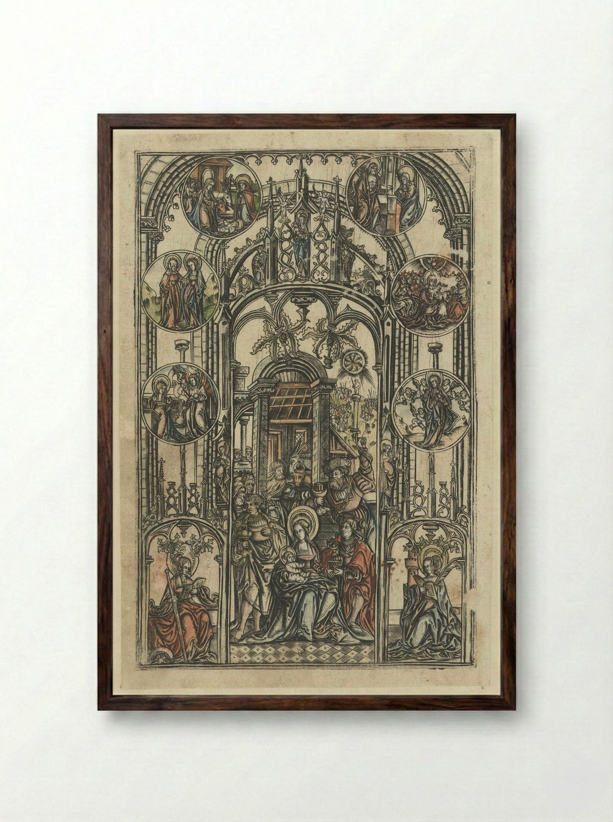 The Adoration of the Magi - Monogrammist S - Framed Print Dark Wood