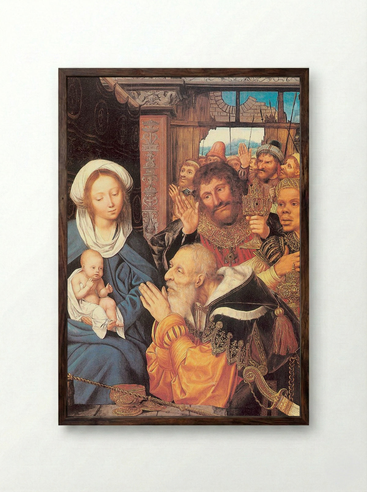 The Adoration of the Magi - Quinten Massys - Framed Print Dark Wood