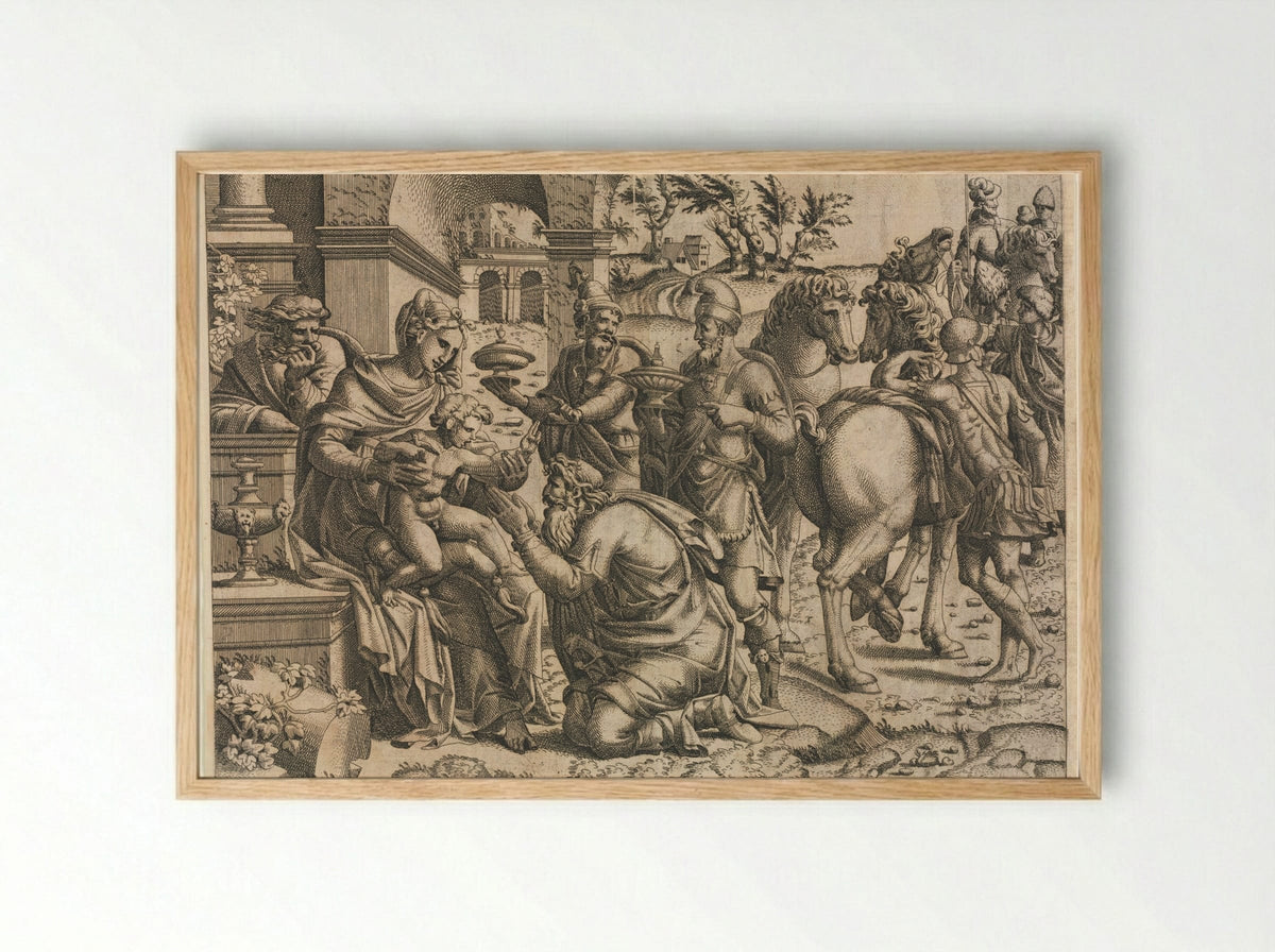 The Adoration of the Magi - Jean Mignon - Framed Print Wood