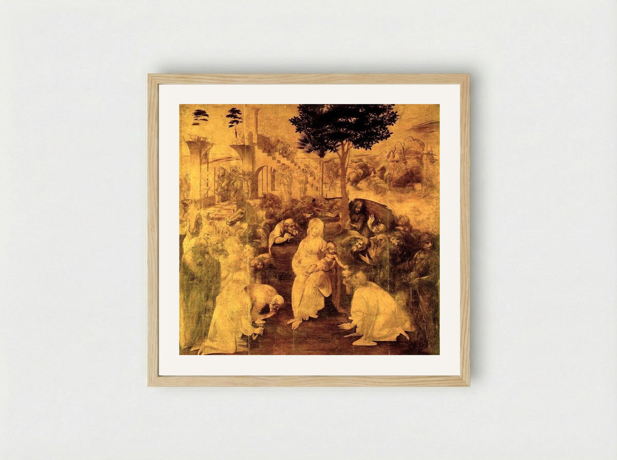 The Adoration of the Magi - Leonardo da Vinci - Framed Print Wood