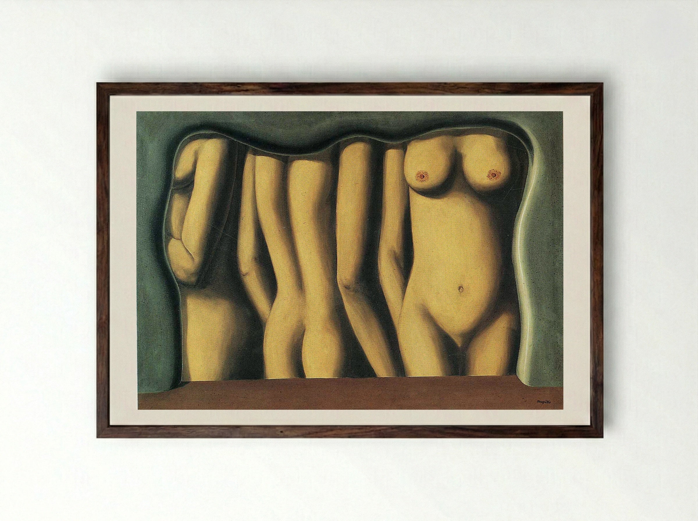 The Adulation of Space - René Magritte - Framed Print Dark Wood
