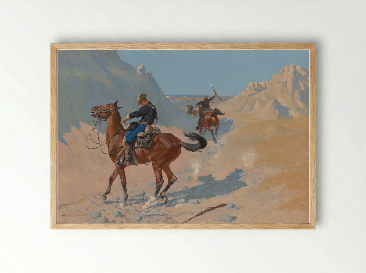 The Advance-Guard, or The Military Sacrifice (The Ambush) - Frederic Remington - Framed Print Wood