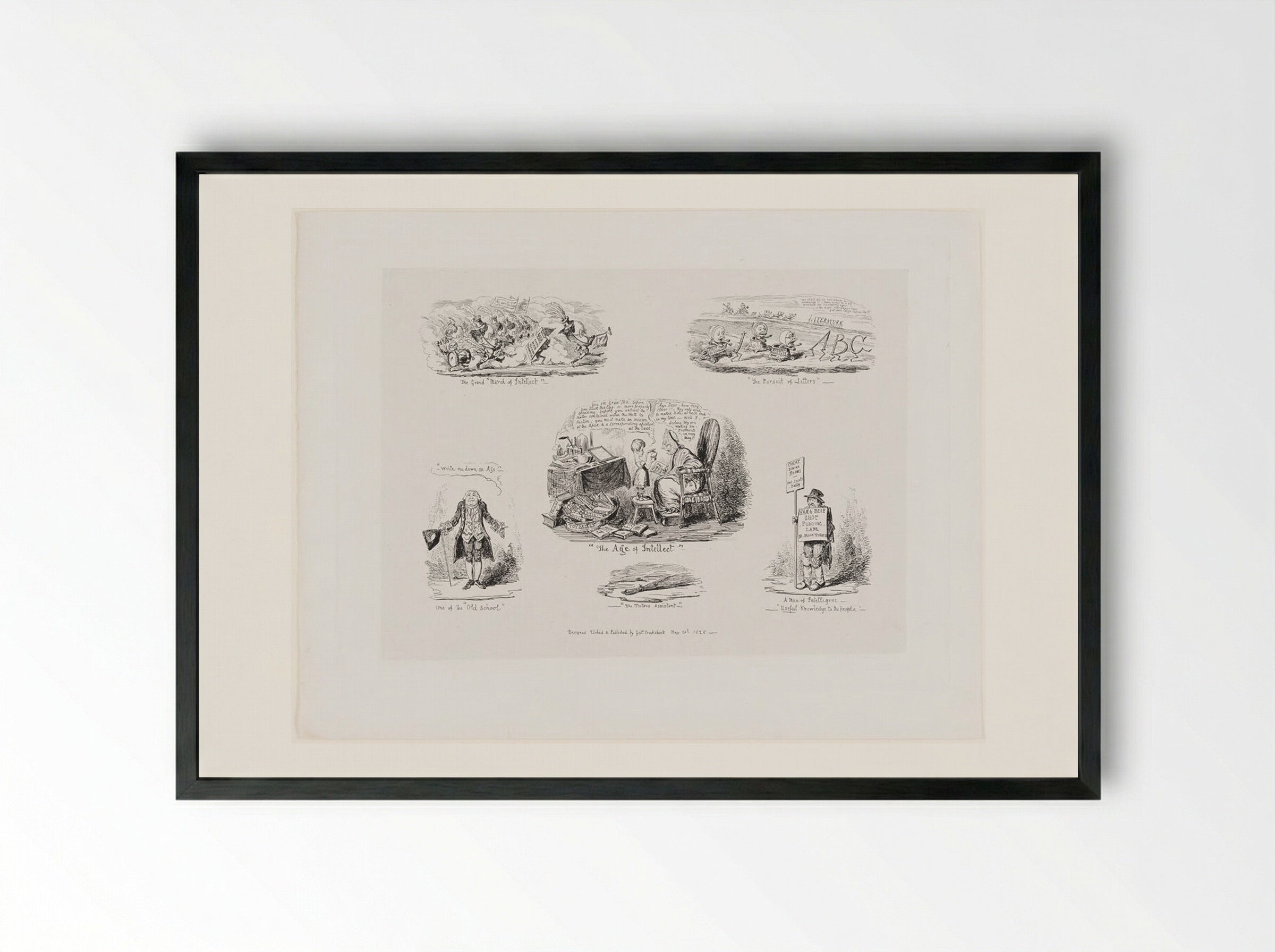 The Age of Intellect - George Cruikshank - Framed Print Black