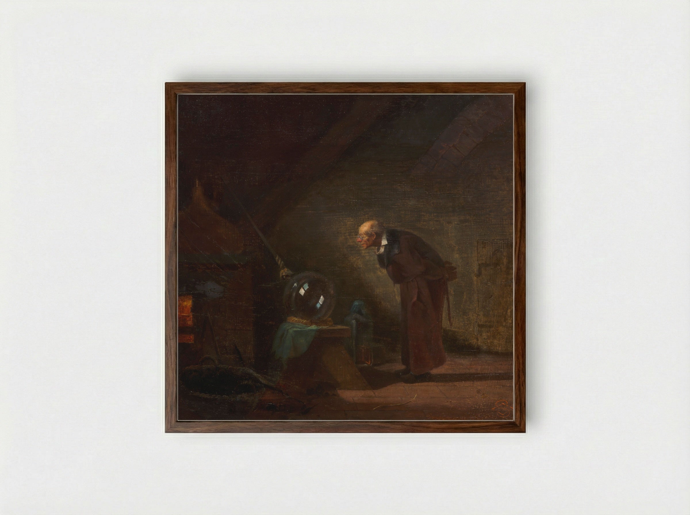 The Alchemist - Carl Spitzweg - Framed Print Dark Wood