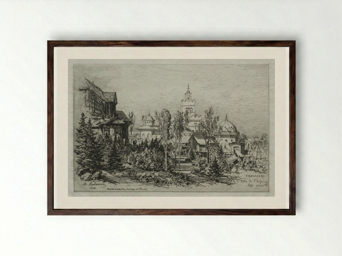 The Algerian Palace at the Trocadero - Maxime Lalanne - Framed Print Dark Wood