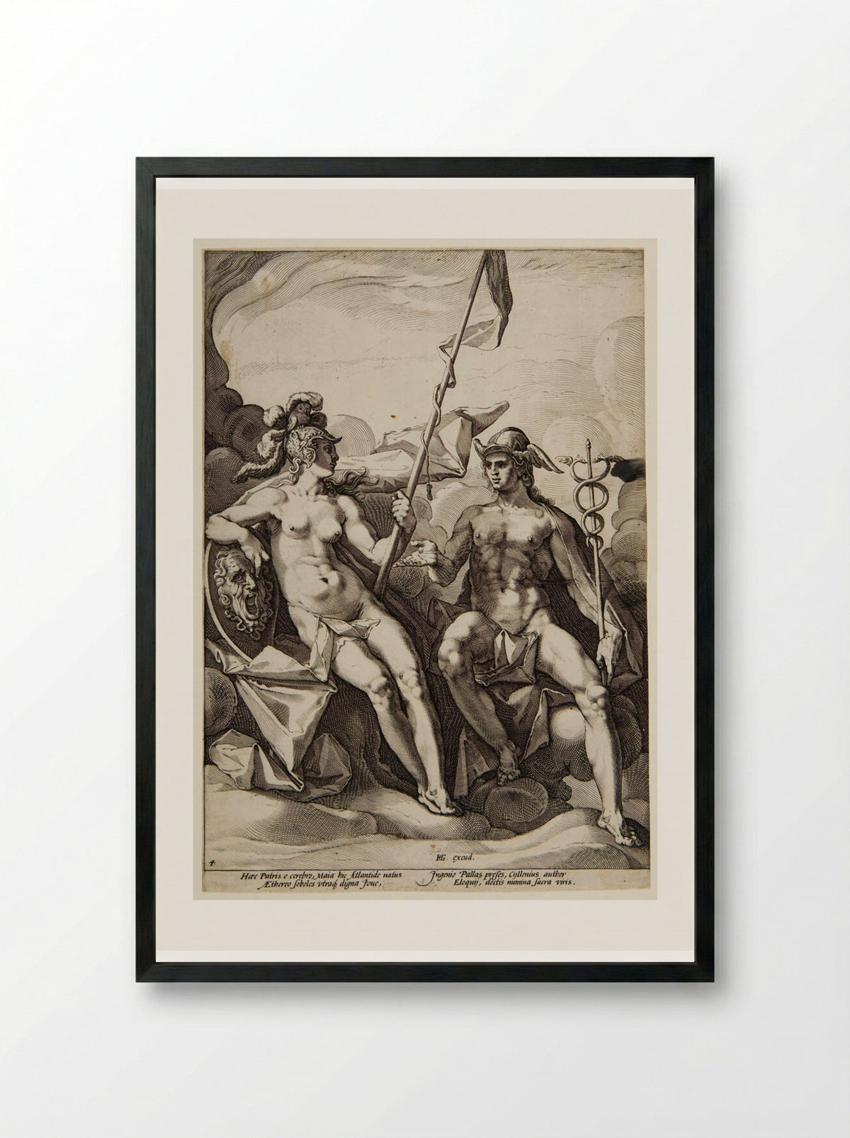 The Alliance of Athena and Mercury (Hermathena) - Jacob Matham - Framed Print Black